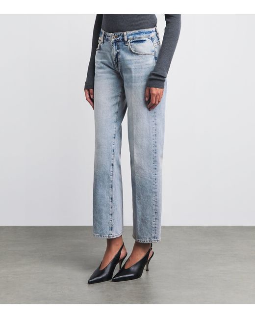 7 For All Mankind Blue Calie Mid-Rise Straight Jeans