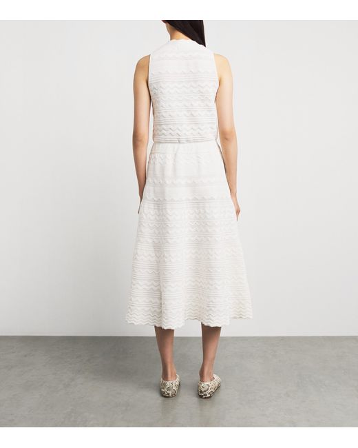Molli White Zig-Zag Weave Midi Dress