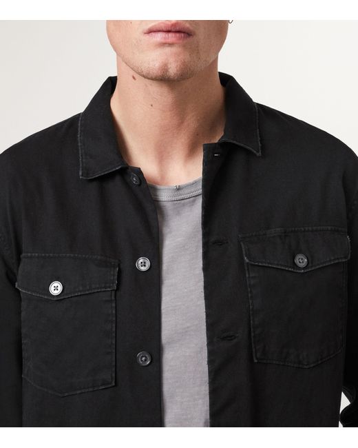 AllSaints Black Cotton Spotter Overshirt for men