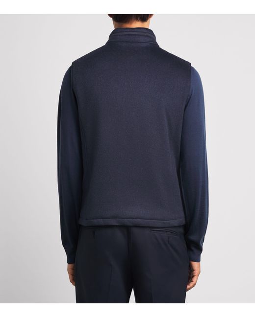 Corneliani Blue Virgin Wool Padded Gilet for men