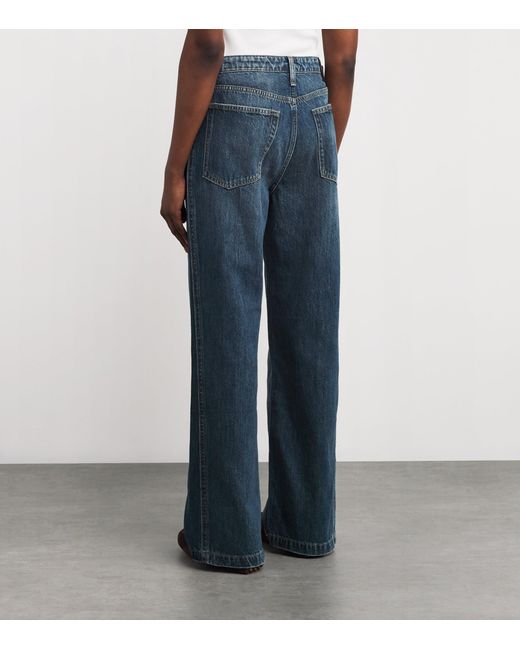 Rag & Bone Blue Logan Mid-Rise Wide-Leg Jeans