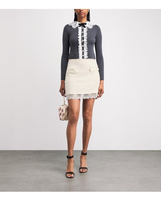 Self-Portrait Natural Bouclé Lace Mini Skirt
