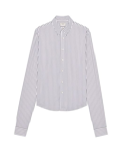 Saint Laurent White Cotton Striped Long-Sleeve Shirt for men