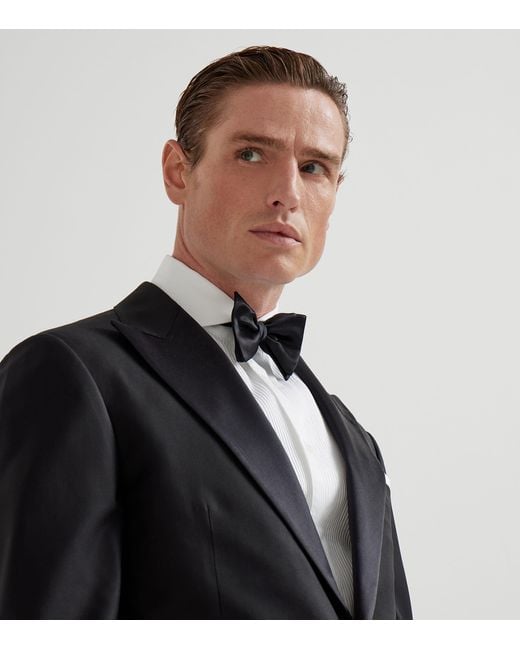 Brunello Cucinelli Black Cotton-Silk Bow Tie for men