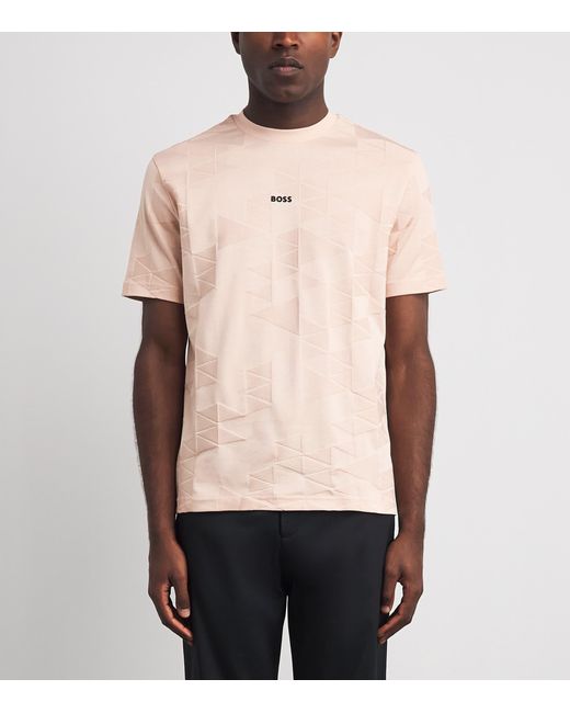 Boss Pink Cotton Network Logo T-Shirt for men