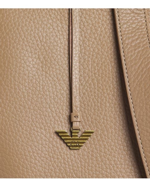Emporio Armani Natural Pebbled Leather Backpack for men