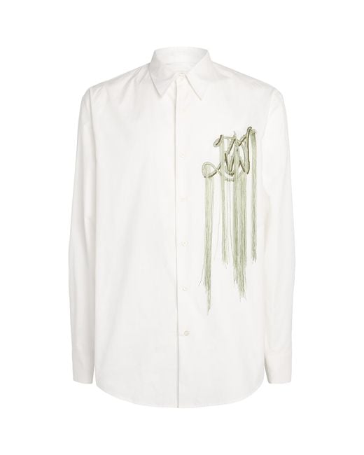 Dries Van Noten White Cotton Embroidered Shirt for men