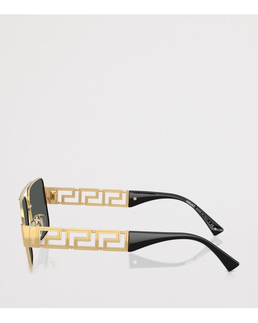 Versace Gray Wire-Frame Rectangular Sunglasses for men