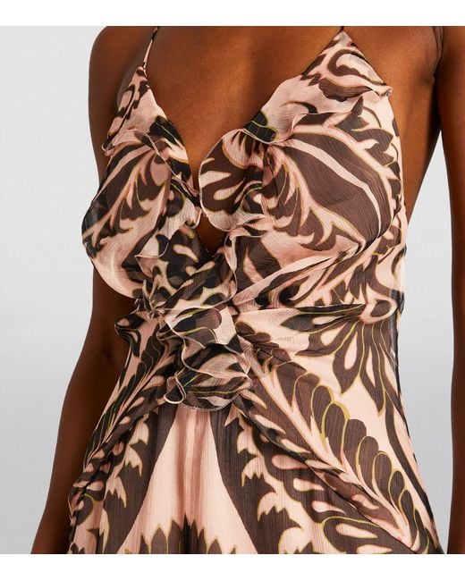 Etro Brown Silk Printed Maxi Dress