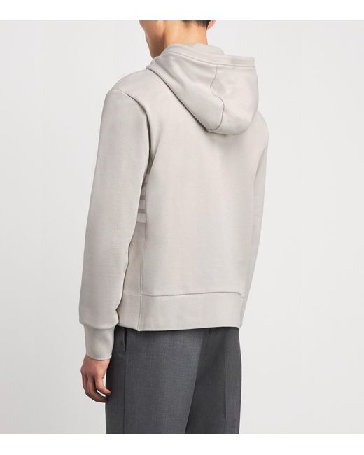 Thom Browne Gray Cotton 4-Bar Zip-Up Hoodie for men