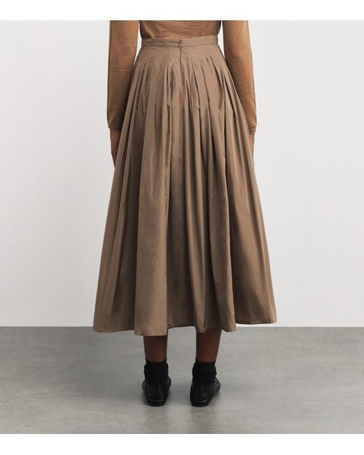 Max Mara Brown Taffeta Water-Repellent Pleated Maxi Skirt