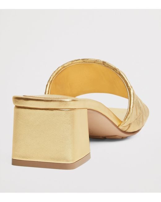 Bottega Veneta Natural Metallic Leather Parco Mules 45