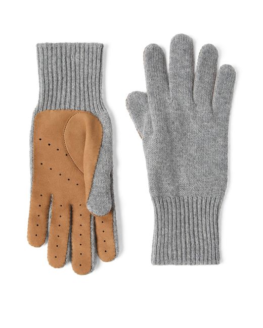 Brunello Cucinelli Gray Cashmere-Suede Gloves for men