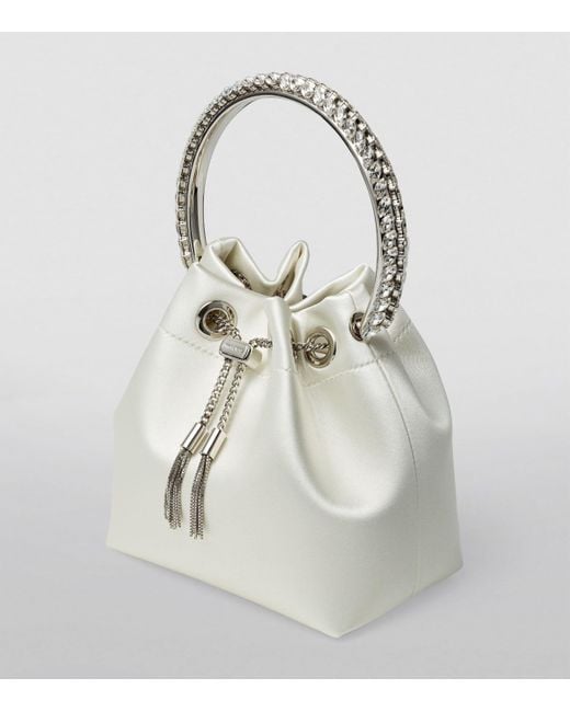 Jimmy Choo White Satin Bon Bon Top-Handle Bag