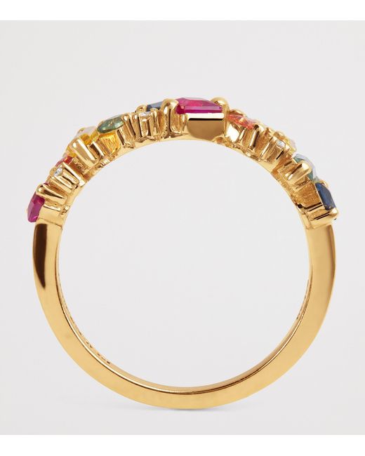 Suzanne Kalan Metallic Diamond And Sapphire La Fantaisie Half-Band Ring