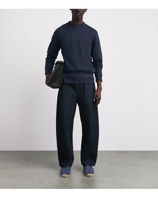 Sandro Blue Cotton Logo Sweatshirt for men