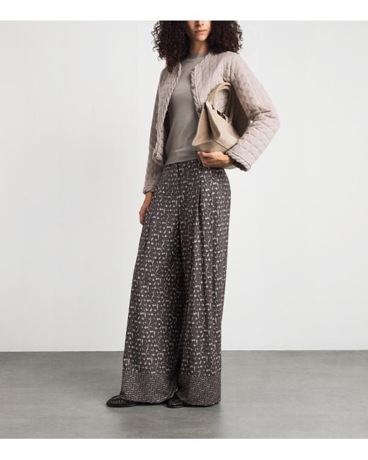 Colombo Gray Silk Printed Trousers