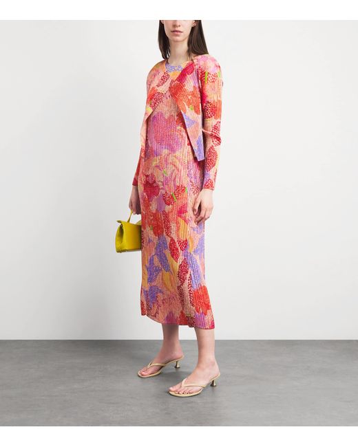 Pleats Please Issey Miyake Pink Pleated Foggy Forest Cardigan