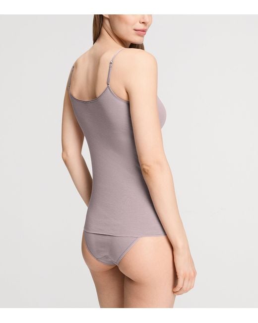 Hanro Purple Cotton Seamless Padded Tank Top