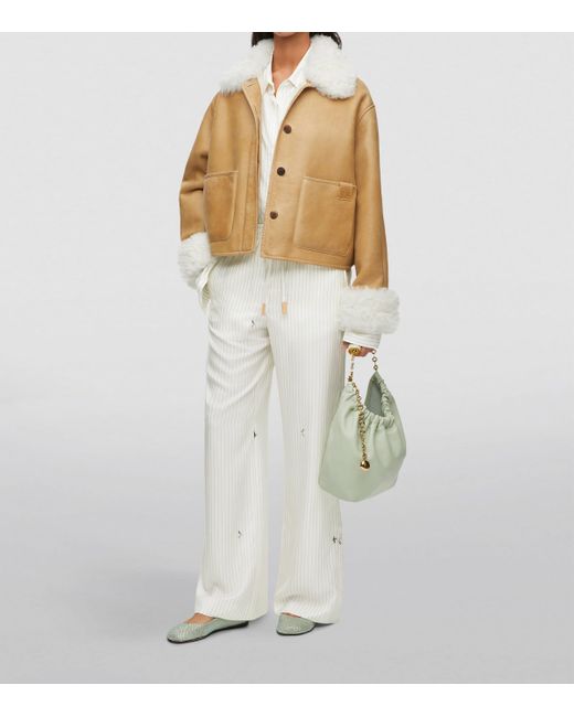 Loewe Natural Shearling-Trim Leather Jacket