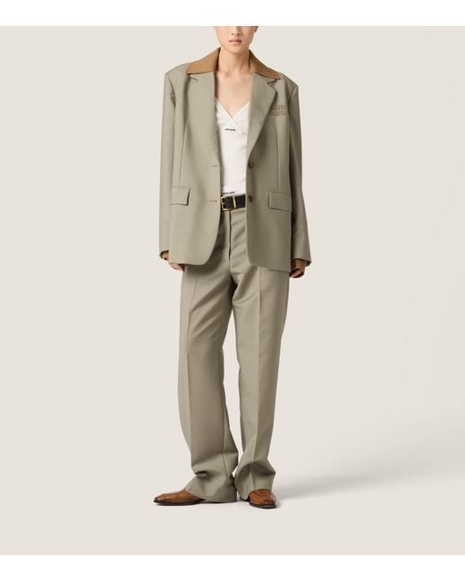 Miu Miu Green Mohair-Wool Logo Blazer