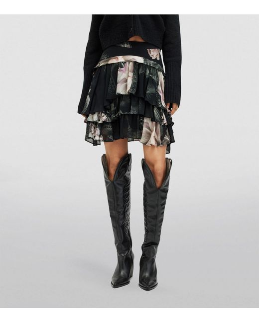 AllSaints Black Valley Print Cavarly Mini Skirt