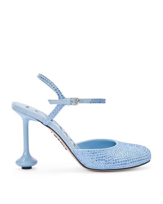 Loewe Blue Embellished Ankle-Strap Toy Pumps 90