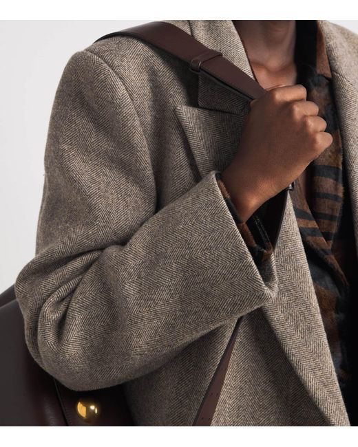 Source Unknown Brown Wool Double-Breasted Reyna Long Coat
