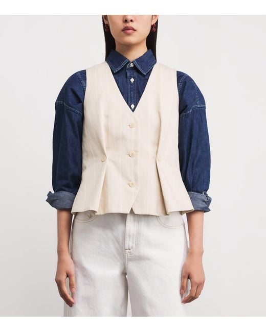 Claudie Pierlot Natural Pleated Stripe Waistcoat