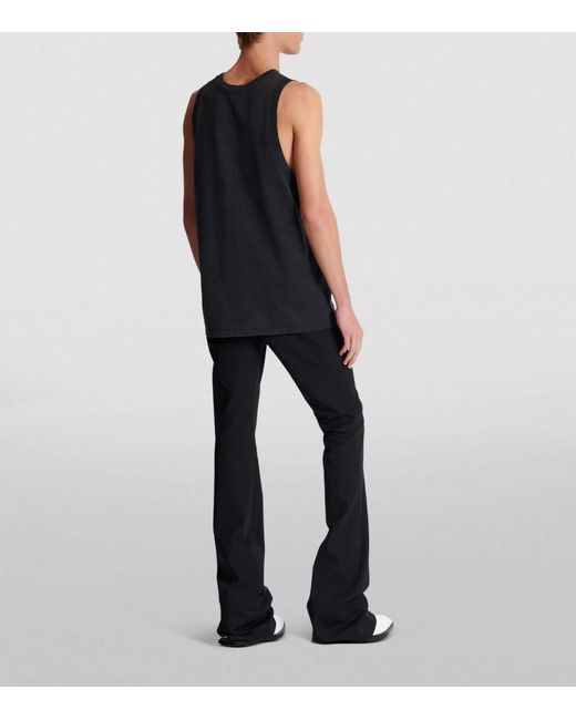 Balmain Black Logo Embroidered Tank Top for men