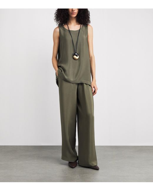 Eskandar Green Silk A-Line Shell Top