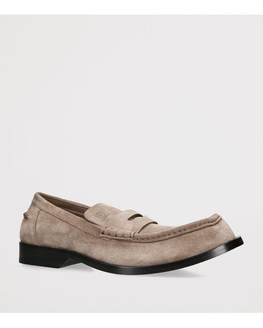 Loewe Brown Suede Bobine Loafers for men