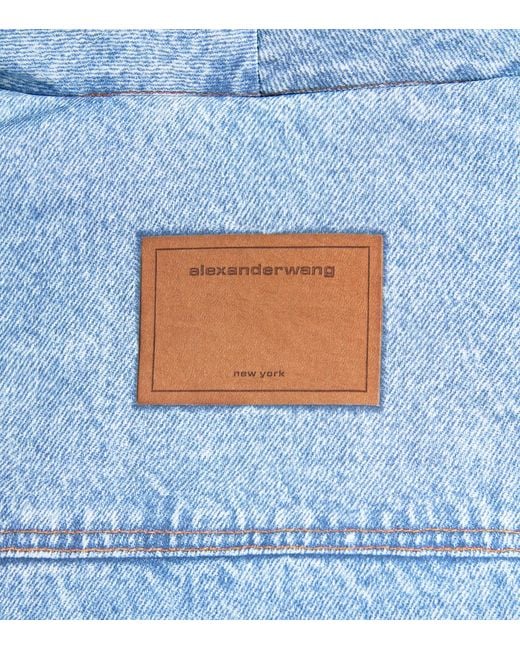 Alexander Wang Blue Down Denim Print Puffer Jacket