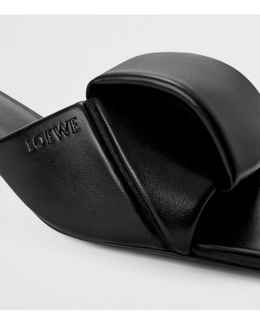 Loewe Black Leather Origami Sandals 45