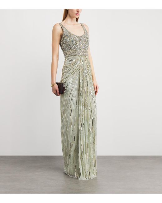 Jenny Packham Metallic Embellished Elixir Gown