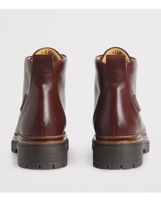 Weekend by Maxmara Brown Leather Lace-Up Ankle Boots