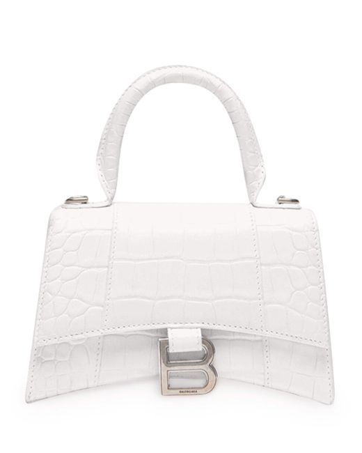 Balenciaga White Xs Hourglass Top-Handle Bag