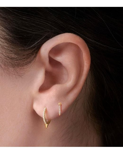 Maria Tash Metallic Single Short Spike Diamond Eternity Hoop Earring