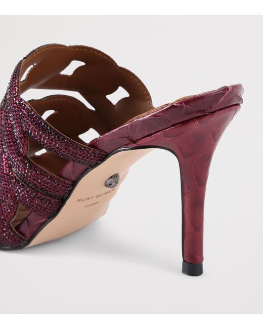 Kurt Geiger Purple Leather Embellished Chain Heeled Mules 85