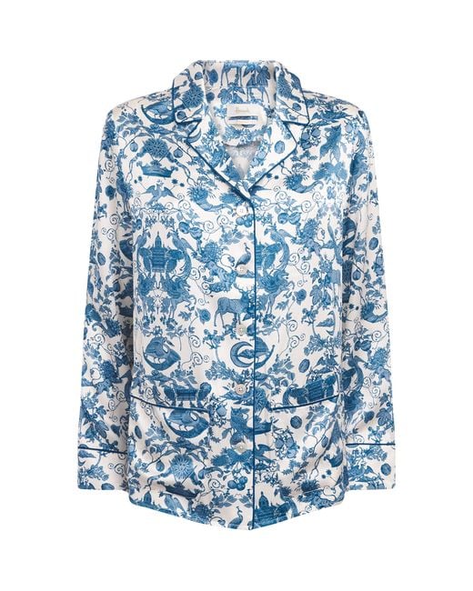 Harrods Blue Silk Menagerie Pyjama Set
