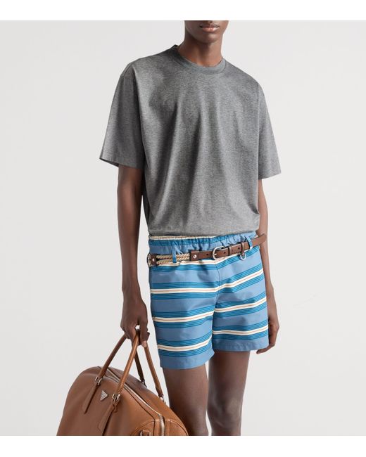 Prada Gray Cotton Conceptual Triangle T-Shirt for men