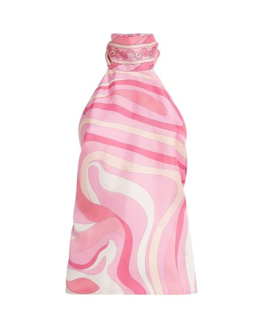 Emilio Pucci Pink Silk Halterneck Top