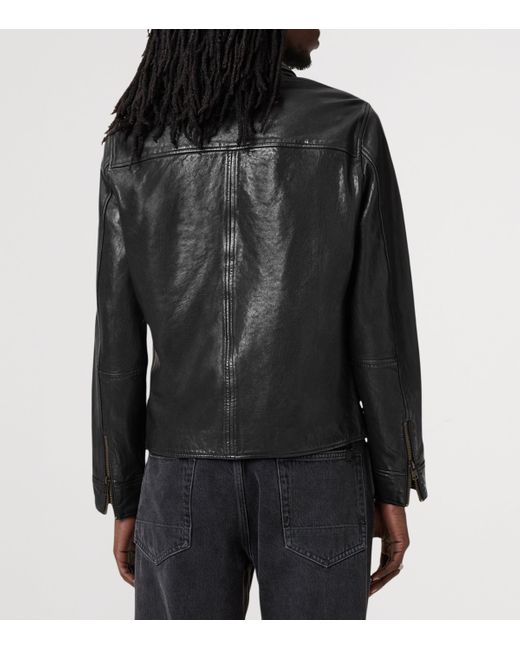 AllSaints Black Leather Miller Jacket for men