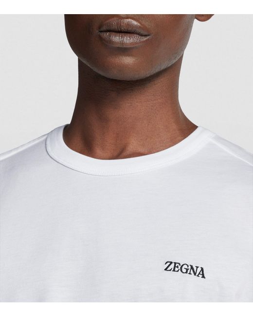 Zegna White Cotton Logo T-shirt for men