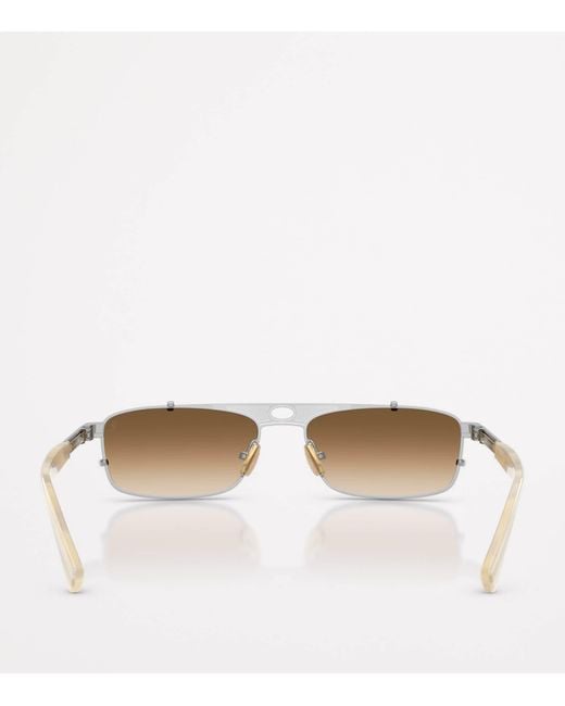 Brunello Cucinelli Natural Titanium Rectangular Paloma Sunglasses