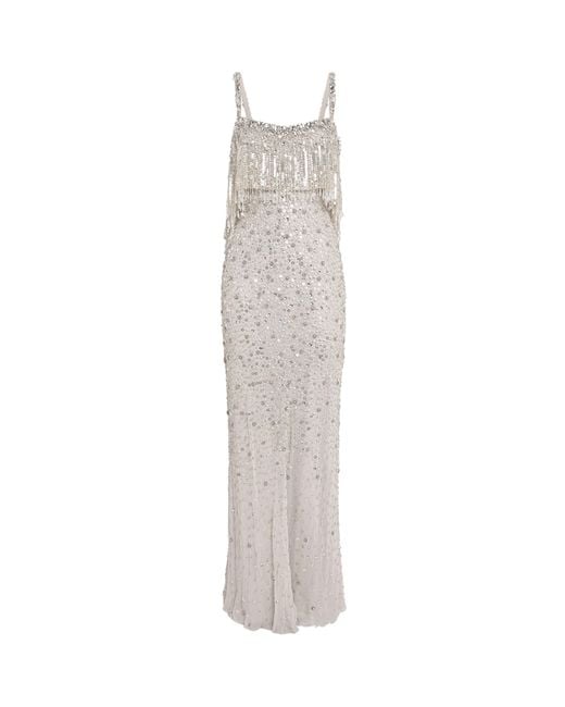 Jenny Packham White Embellished Iris Gown