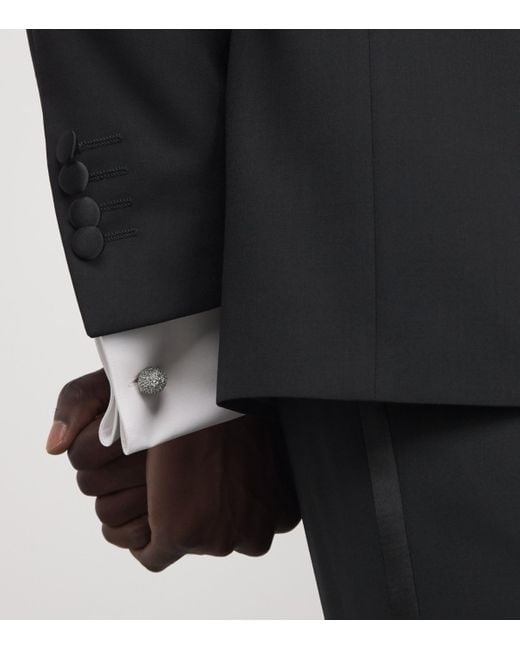 Tateossian White Palladium-Plated And Swarovski Crystal Hedgehog Cufflinks for men