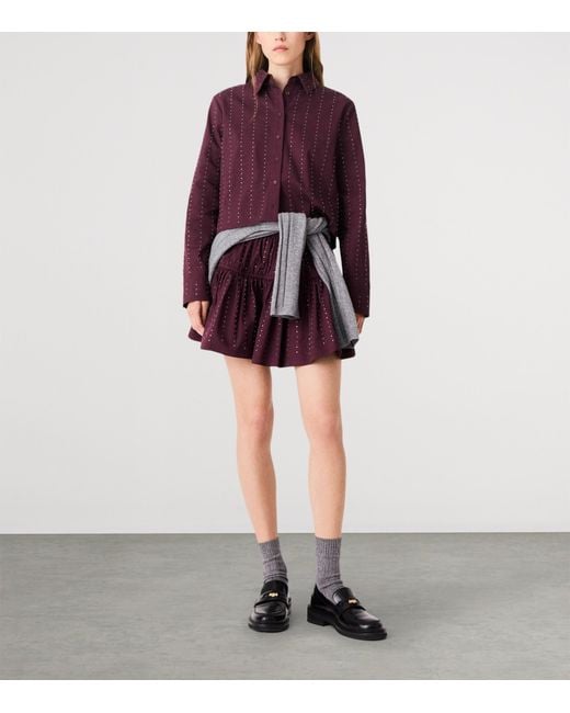 Maje Purple Embellished Stripe Shirt