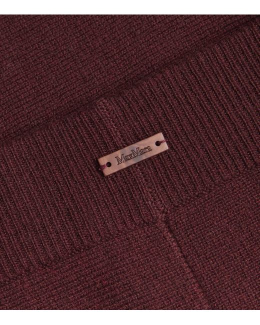 Max Mara Purple Wool-Cashmere Knitted Midi Skirt