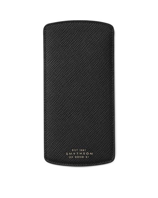 Smythson Black Signature Cross-Grain Panama Leather Glasses Case